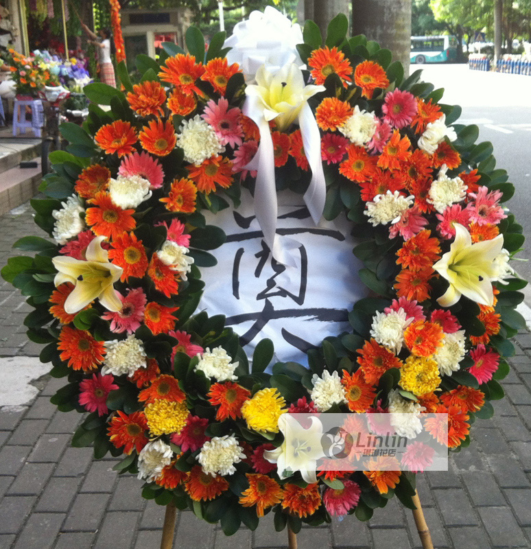 追悼花圈哀悼花篮丧事花圈/奠仪用花/白事花圈丧事花篮珠海鲜花店
