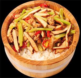芹菜香干肉丝盖浇饭