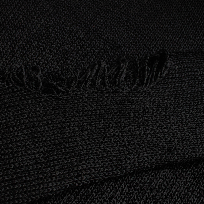 2015春新品 不规则破洞蝙蝠衫 宽松黑色毛衣女镂空圆领套头针织衫