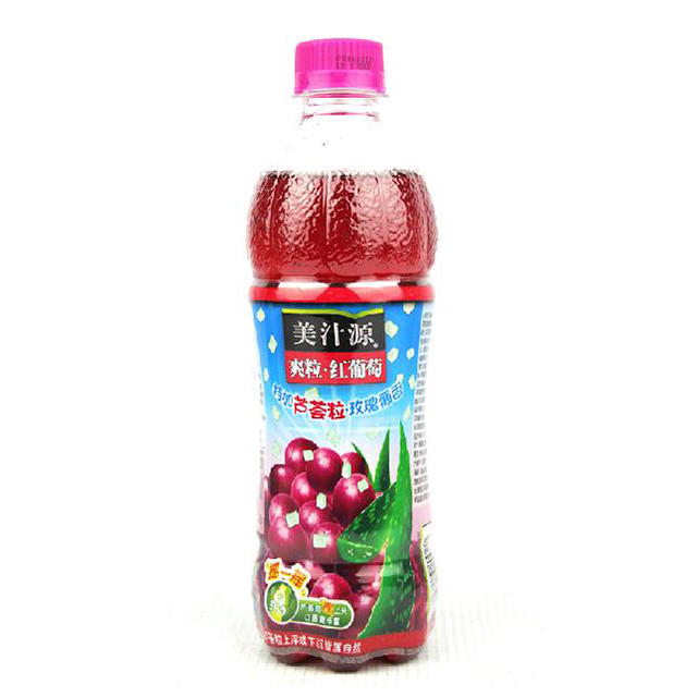 可口可乐出品美汁源 爽粒红葡萄450ml塑料装 水果粒