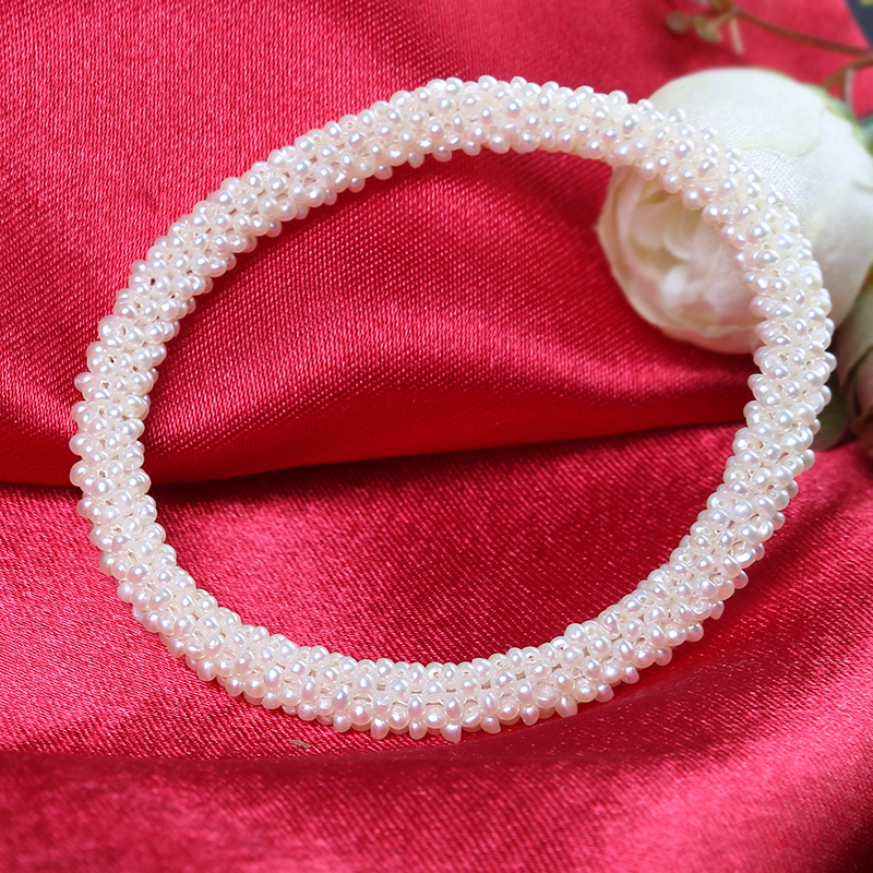 渭塘珍珠 天然淡水珍珠首饰手链 2mm小珍珠编织手镯