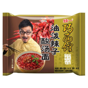 统一巧面馆 油泼辣子酸汤袋面116g/袋 方便面