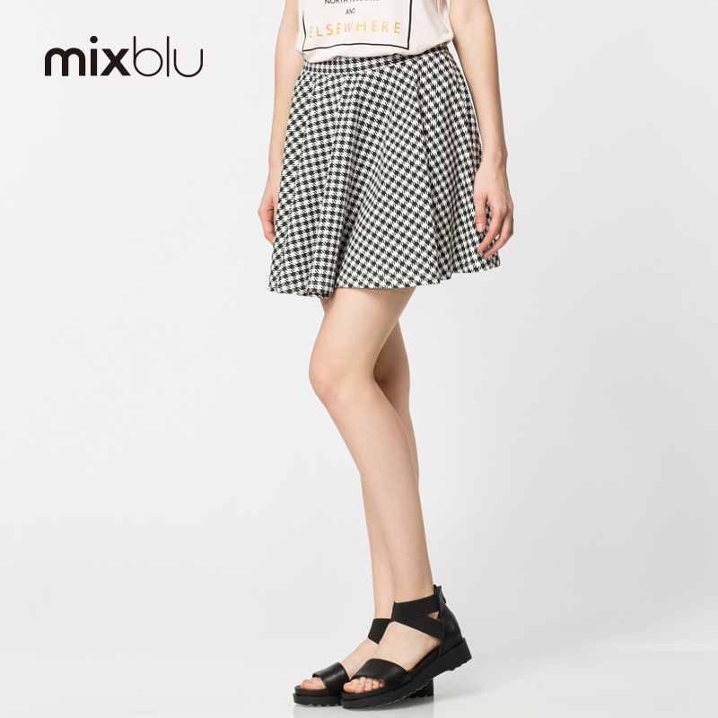 mixblu2015夏季新品休闲百搭显瘦百褶a字半身短裙b15526030