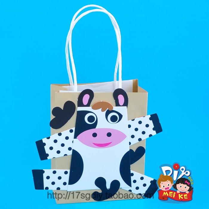 动物手拎袋 幼儿园儿童手工美劳diy材料 小动物手工制作 小狗小兔