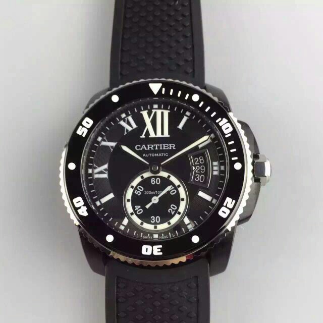 卡地亚,全黑卡利博,n厂货,42mm,自动机械,密底完美版