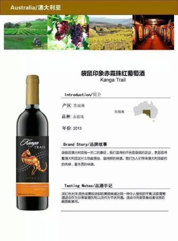 袋鼠印象赤霞珠红葡萄酒