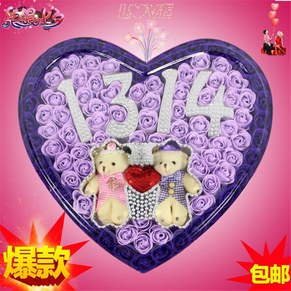 七夕热卖 1314香皂花92朵玫瑰肥皂花浪漫工艺品 创意礼品【乐活】