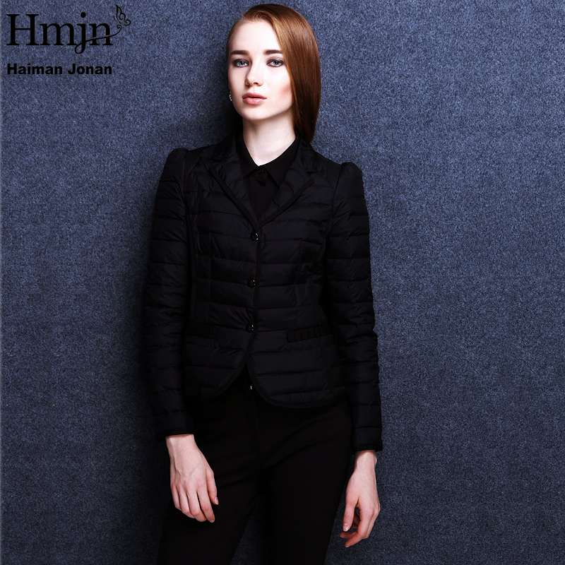hmjn海蔓娇娜 专柜正品欧美大牌西装式羽绒服 女短款外套h458808