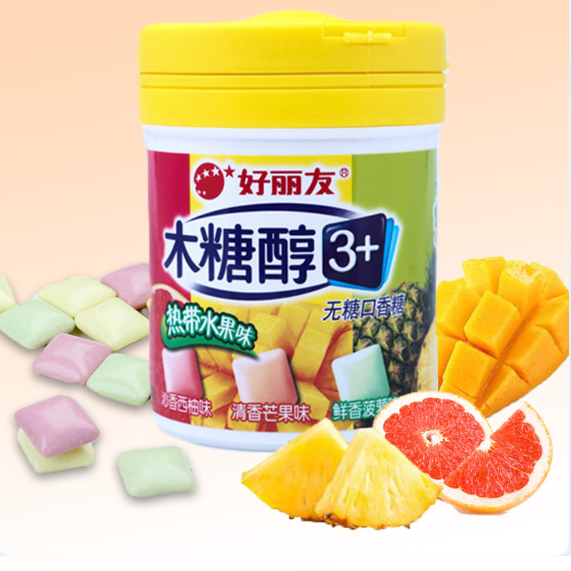 好丽友木糖醇3 口香糖101g无糖花香/缤纷/西域/热带水果糖果零