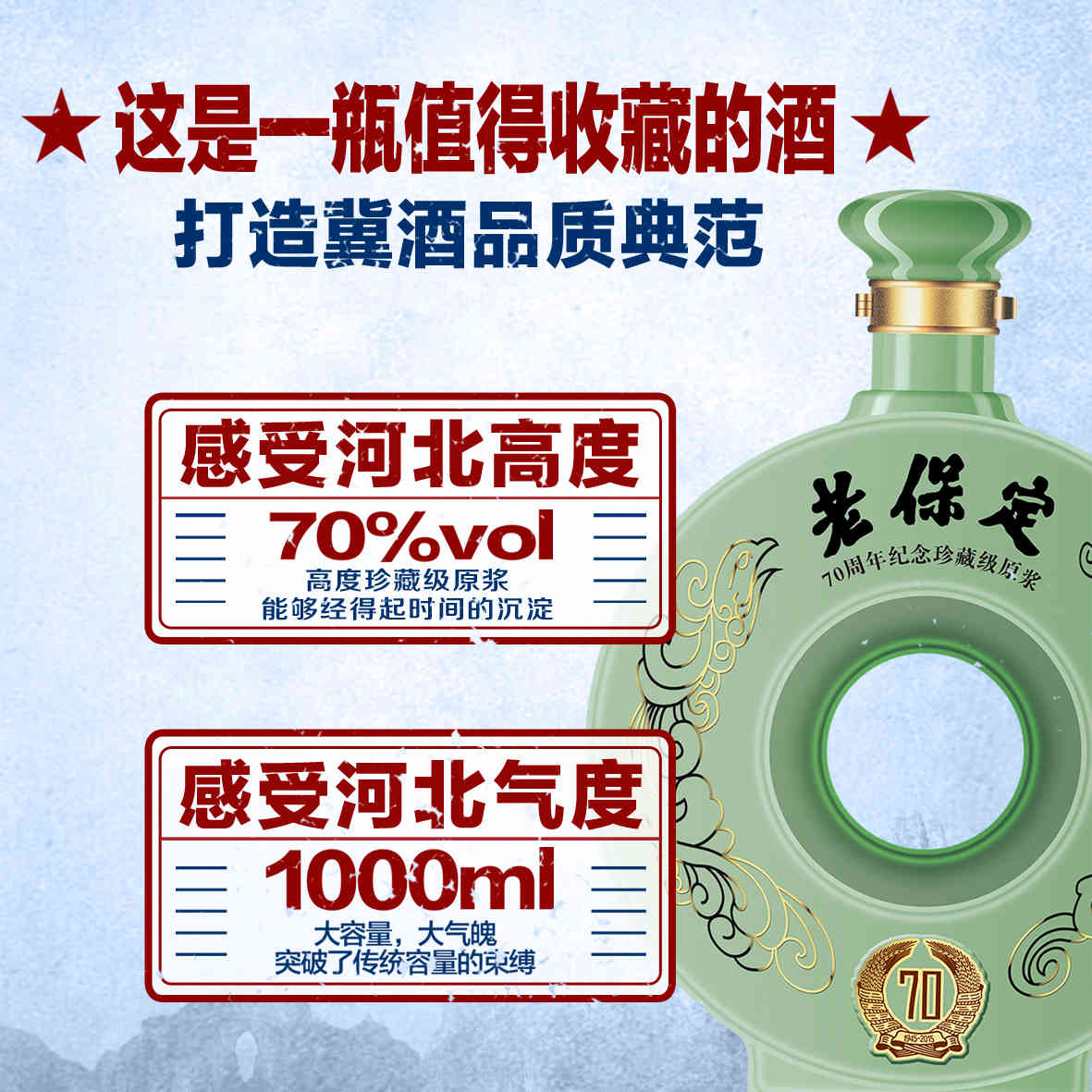 老保定·70周年纪念·珍藏级原浆·大纪念酒