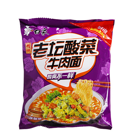 【食品】白象精炖老坛酸菜牛肉面,方便面,泡面 105g