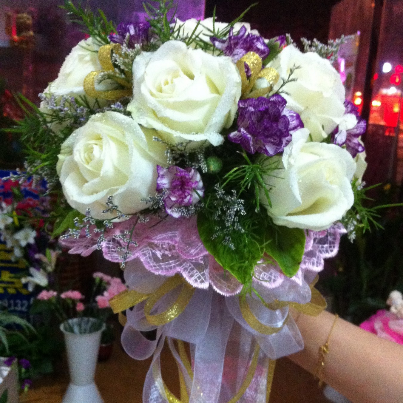 莆田涵江 江口 花店 11朵白色玫瑰新娘手捧花花束 可上门自取