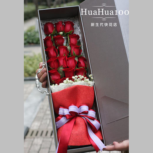 最是人间天使丨19朵红玫瑰长条花盒 商品图1