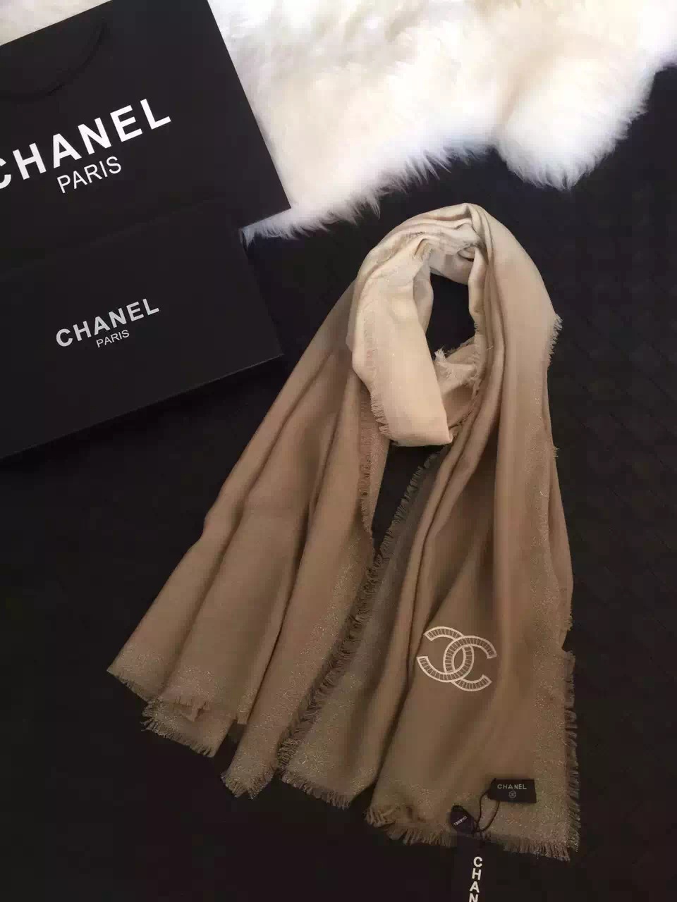 chanel2015/2016年度最美款羊绒真丝混纺经典围巾200*