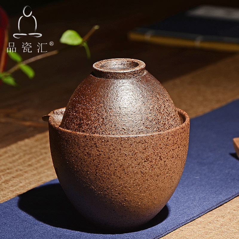 品瓷汇11/11复古柴烧粗陶快客杯 一壶一杯茶具组便携旅行功夫茶具套装