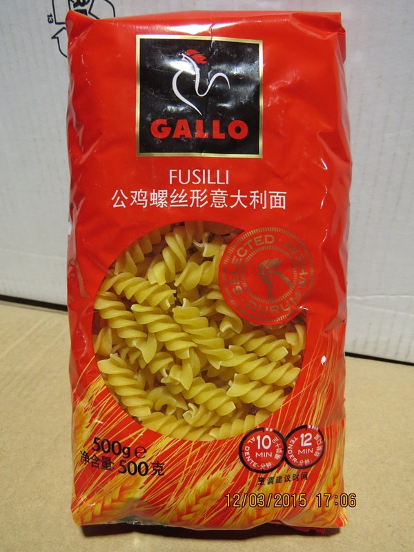 公鸡螺丝形意大利面500g
