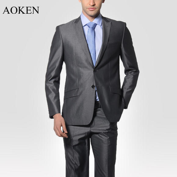 aoken奥肯男士套装西服 高档羊毛混纺时尚修身正装套西 1035