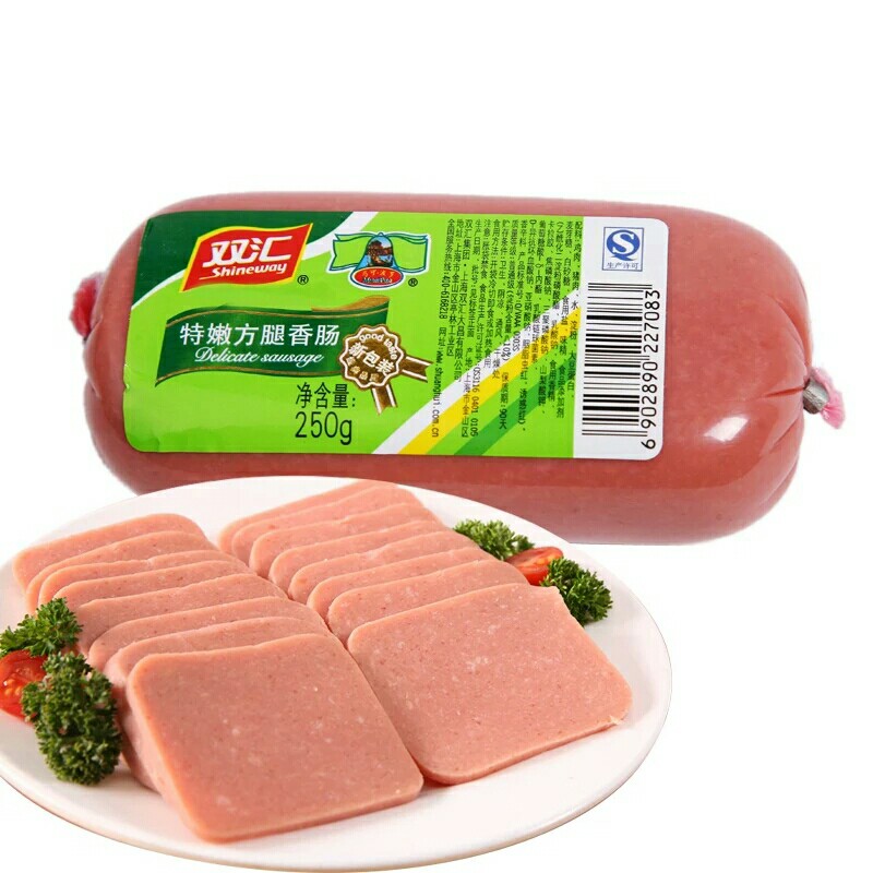 双汇火腿肠特嫩方腿250g肉类零食配饼干方便面食品
