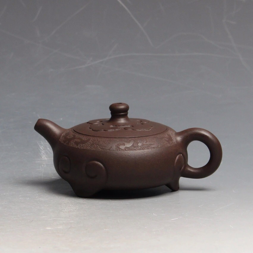 古韵三生堂宜兴正品紫砂壶竹节桐鼓壶紫泥茶壶