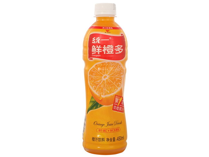 统一 鲜橙多 450ml/瓶 多c多漂亮 鲜橙饮料精湛工艺
