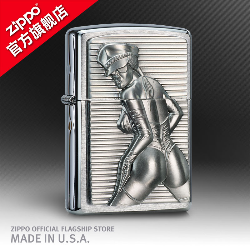 原装zippo打火机 徽章 性感后背女郎 50810592 zippo正品旗舰店