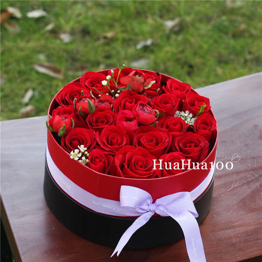 朱砂丨19朵红玫瑰花盒 商品图1