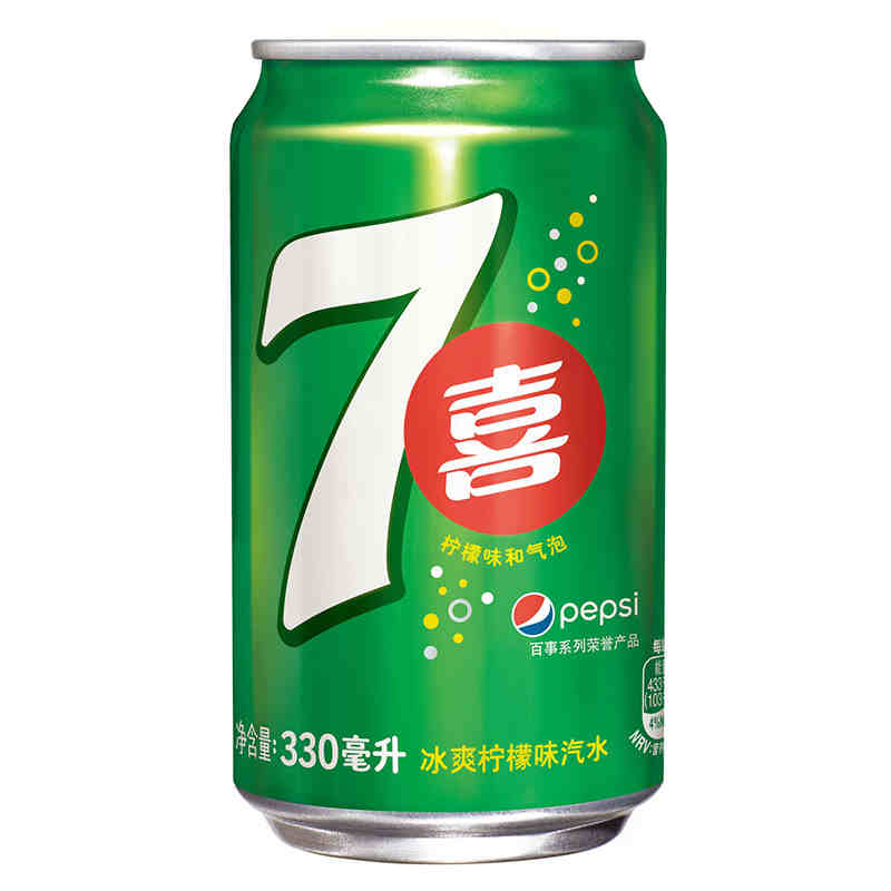 七喜 柠檬味汽水拉罐330ml 听装百事出品饮料饮品