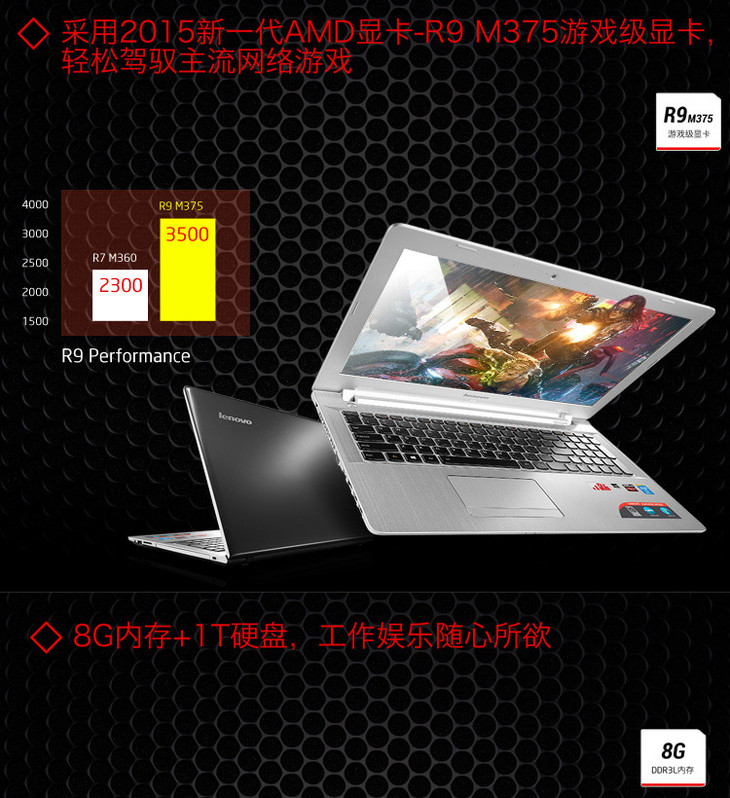 联想(lenovo)小新v4000 bigger版 15.6英寸超薄游戏笔记本电脑