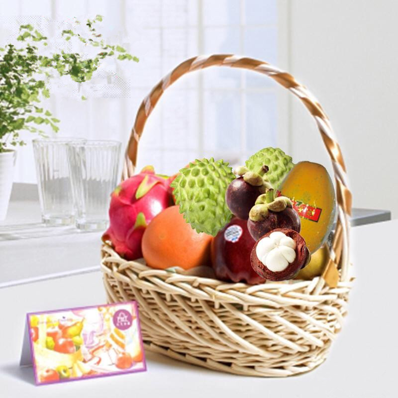 商品详情 果篮是指将水果合理美观地包装在一个经过设计的特制的篮子