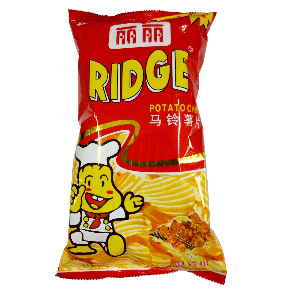 丽丽波浪薯片ridge烤肉味膨化食品100g【仅售梧州学院