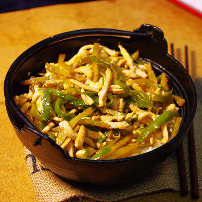 榨菜芥末煲仔饭(傅太)煎三文鱼肉丝酱图片