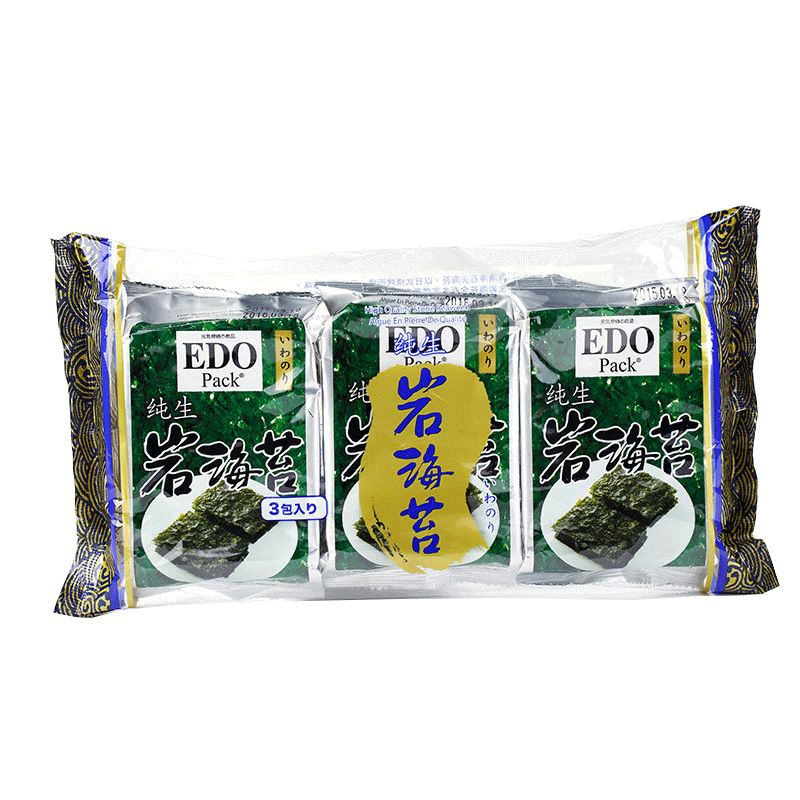 韩国edo pack 纯生岩海苔 3包装