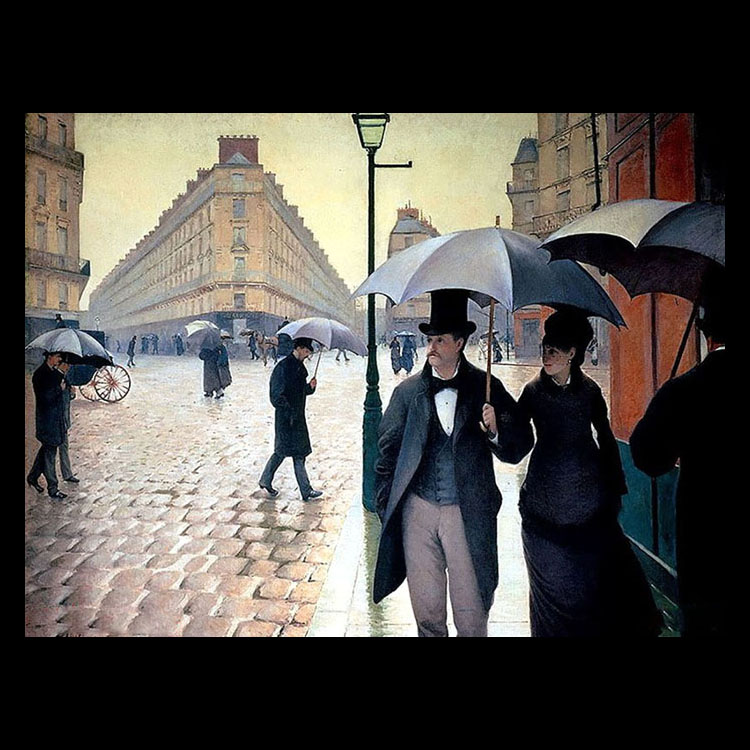 猫与名画 《雨天的巴黎街道》