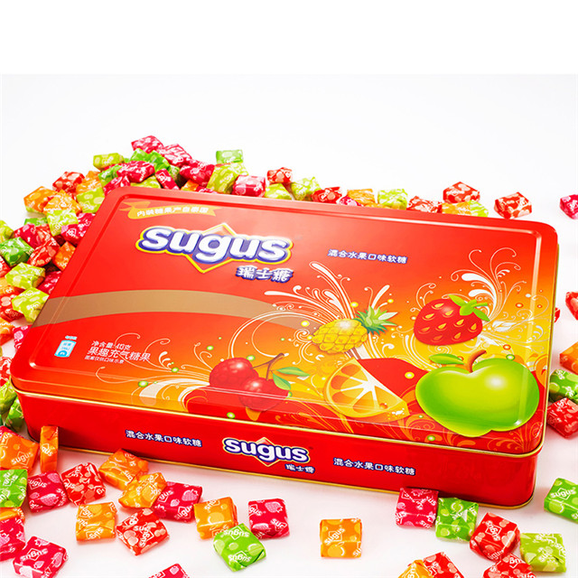 箭牌sugus瑞士糖413克铁盒装 混合水果味软糖喜糖糖果