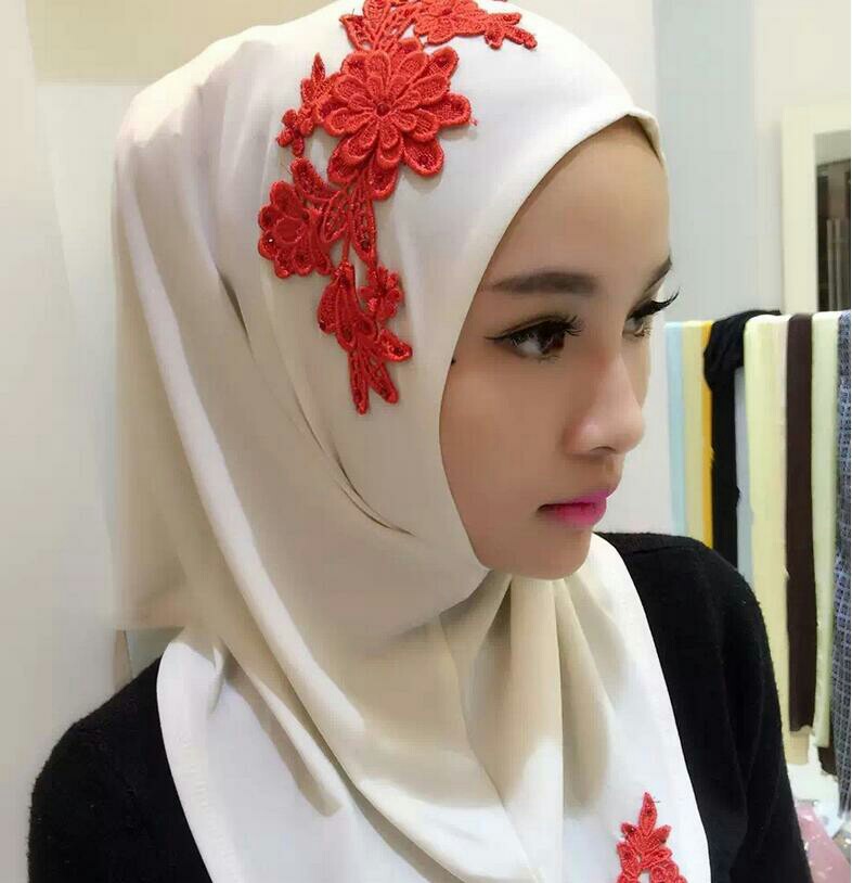 穆斯林头巾 蕾丝刺绣花套头款 女 夏季新款回族民族风