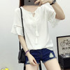 【服饰鞋包】夏季韩版棉麻短袖修身民族风绑带简约上衣搭气质个性上衣 商品缩略图0