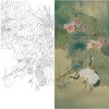 竖幅工笔花鸟白描底稿-荷花仙鹤-李科宏-A136 商品缩略图0