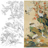竖幅四尺六尺工笔花鸟白描底稿-陈之佛-梅花鸽子-和平之春-A089 商品缩略图0