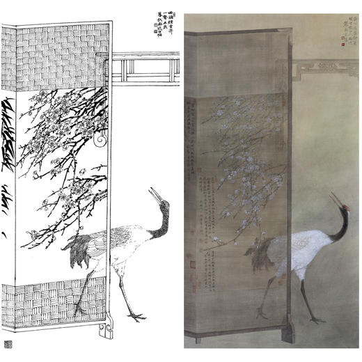竖幅工笔花鸟白描底稿-仙鹤-郑路迅-A123 商品图0