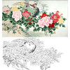 横幅工笔花鸟白描底稿-牡丹-李晓明-A181 商品缩略图0
