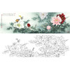 横幅工笔花鸟白描底稿-牡丹-李晓明-A170 商品缩略图0
