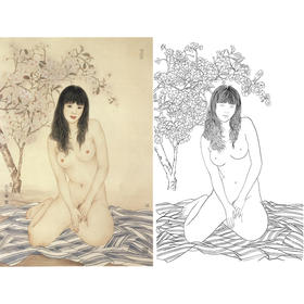 崔景哲竖幅工笔现代仕女人物白描底稿-人体-B036
