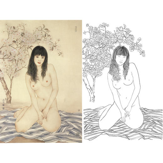 崔景哲竖幅工笔现代仕女人物白描底稿-人体-B036 商品图0