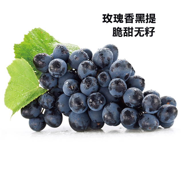 脆甜无籽 特级玫瑰香黑提仅售15.9/盒(约600g) 新用户