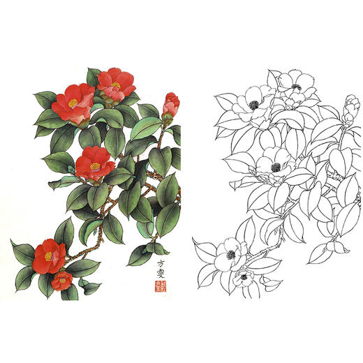 竖幅工笔花鸟白描底稿-A299 商品图0
