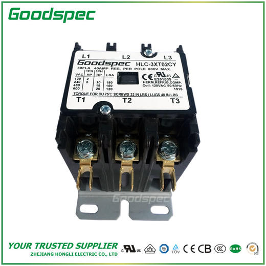 HLC-3XT02CY(3P/30A/120VAC)空调接触器 商品图2