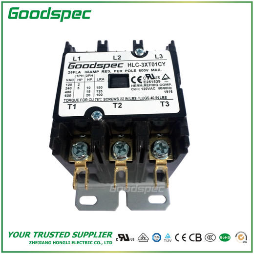 HLC-3XT01CY(3P/25A/120VAC)空调接触器 商品图3
