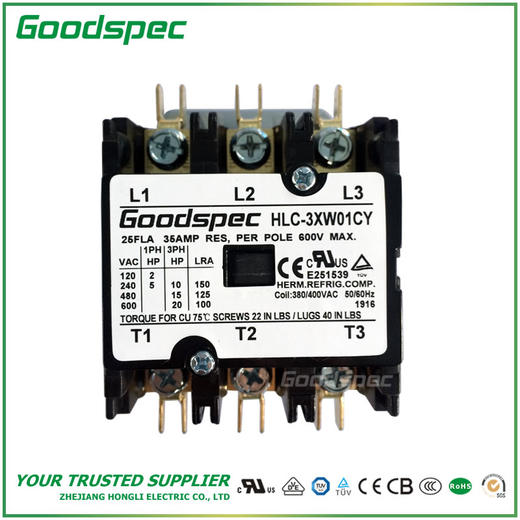 HLC-3XW01CY(3P/25A/380-400VAC)空调接触器 商品图1