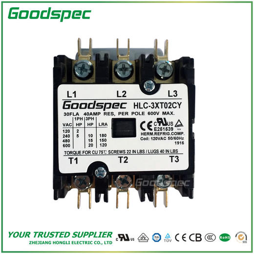 HLC-3XT02CY(3P/30A/120VAC)空调接触器 商品图1