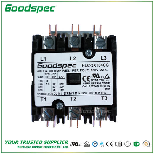 HLC-3XT04CG(3P/40A/120VAC)空调接触器 商品图1